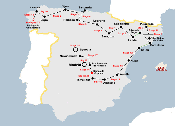 Vuelta a Espana 1982 Map